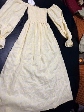 Petal & Pup Pale Yellow Smocked Maxi Dress with Puff Sleeves